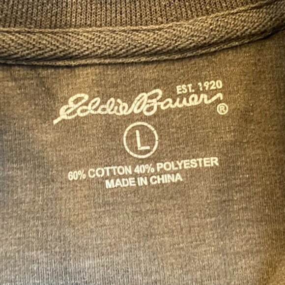 Eddie Bauer Men's Pullover Quarter Zip Sweatshirt Large Green 1/4 Zip - Picture 3 of 12